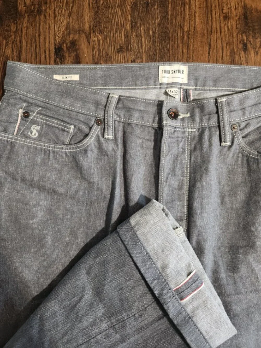 Todd Synder Slim Fit Lightweight Japanese Selvedge Button-fly Jeans Grey 35x32